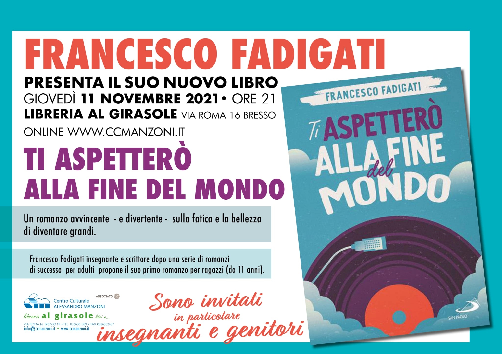 Ti aspetterò alla fine del mondo – Incontro con l'autore Francesco Fadigati