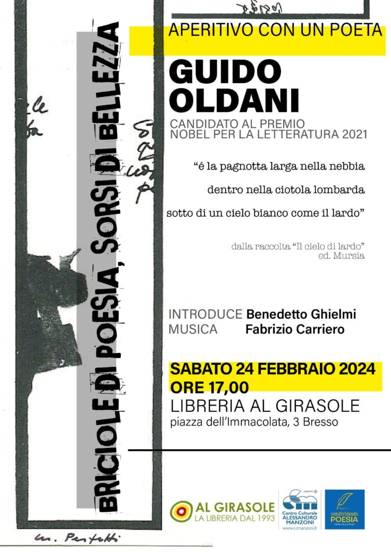 Aperitivo con il poeta Guido Oldani – candidato al premio Nobel per la letteratura 2021(Clicca per vedere la registrazione dell’evento dal canale YouTube del CCM)