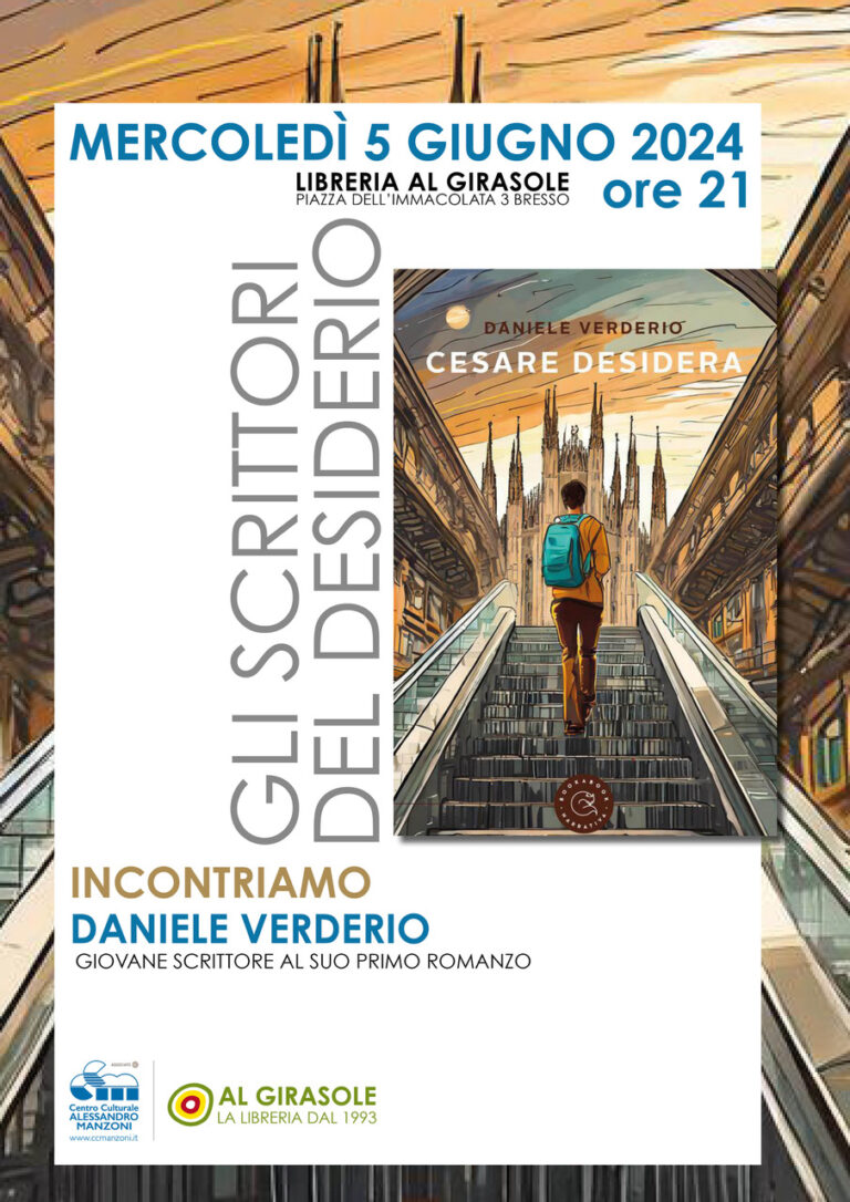 Incontriamo il giovane scrittore Daniele Verderio che presenta il suo primo romanzo “Un abbraccio lungo un viaggio” (Clicca per vedere la registrazione dell’evento dal canale YouTube del CCM)