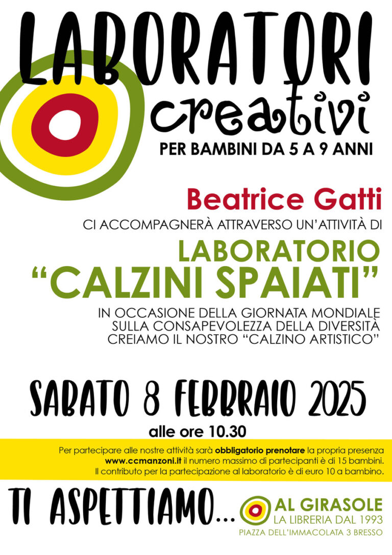 Laboratori creativi per bambini 5-9 anni “Calzini spaiati” (Clicca per iscriverti subito)