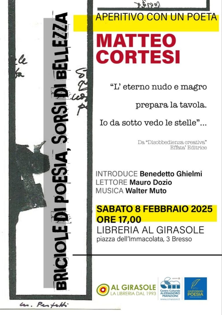 Aperitivo con il poeta Matteo Cortesi (Clicca per vedere la registrazione dell’evento dal canale YouTube del CCM)