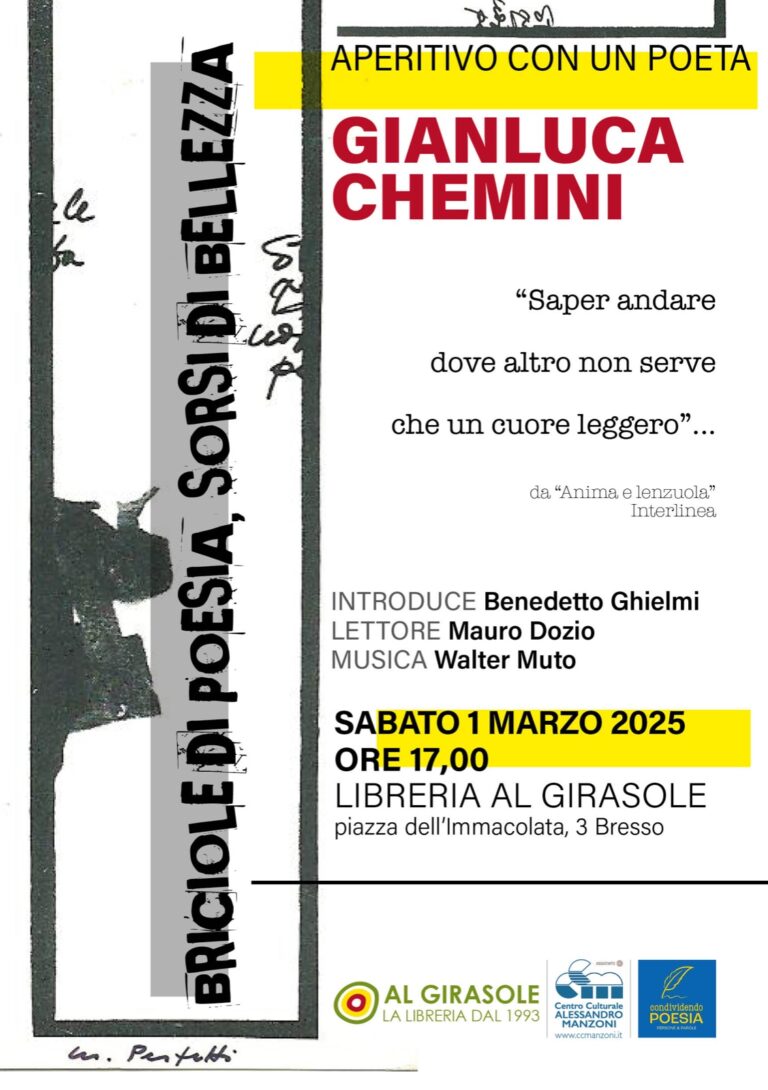 Aperitivo con il poeta Gianluca Chemini (Clicca per vedere la registrazione dell’evento dal canale YouTube del CCM)