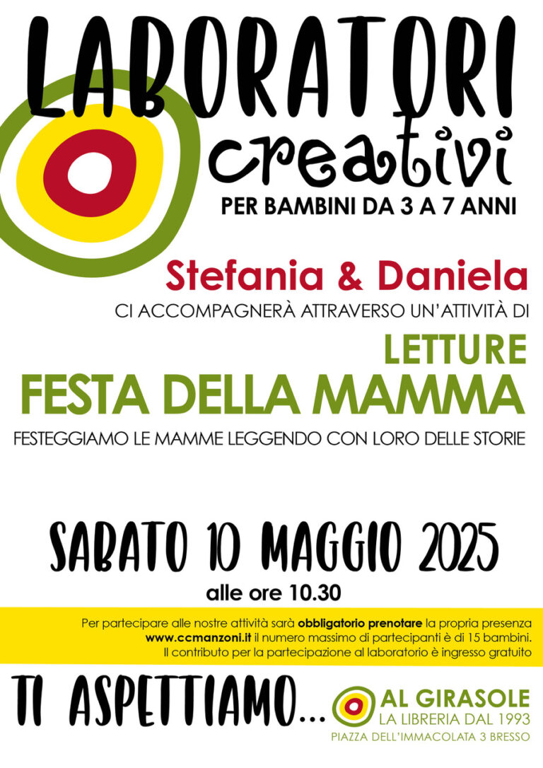 Laboratori creativi per bambini 3 – 7 anni – Letture per la festa della mamma
